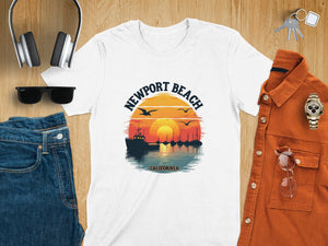 Newport Beach California Sunset Boat Scene Summer T-Shirt