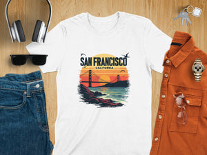 San Francisco California Sunset Graphic Summer T-Shirt