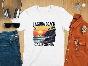 Laguna Beach California Sunset Scene Art Summer T-Shirt