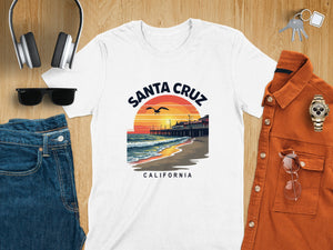Santa Cruz California Sunset Beach Scene Summer T-Shirt