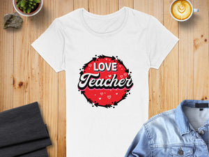 Love Teacher Red Graphic Printed T-Shirts