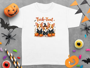 Adorable Halloween Trick or Treat Kids Corgi T-Shirts