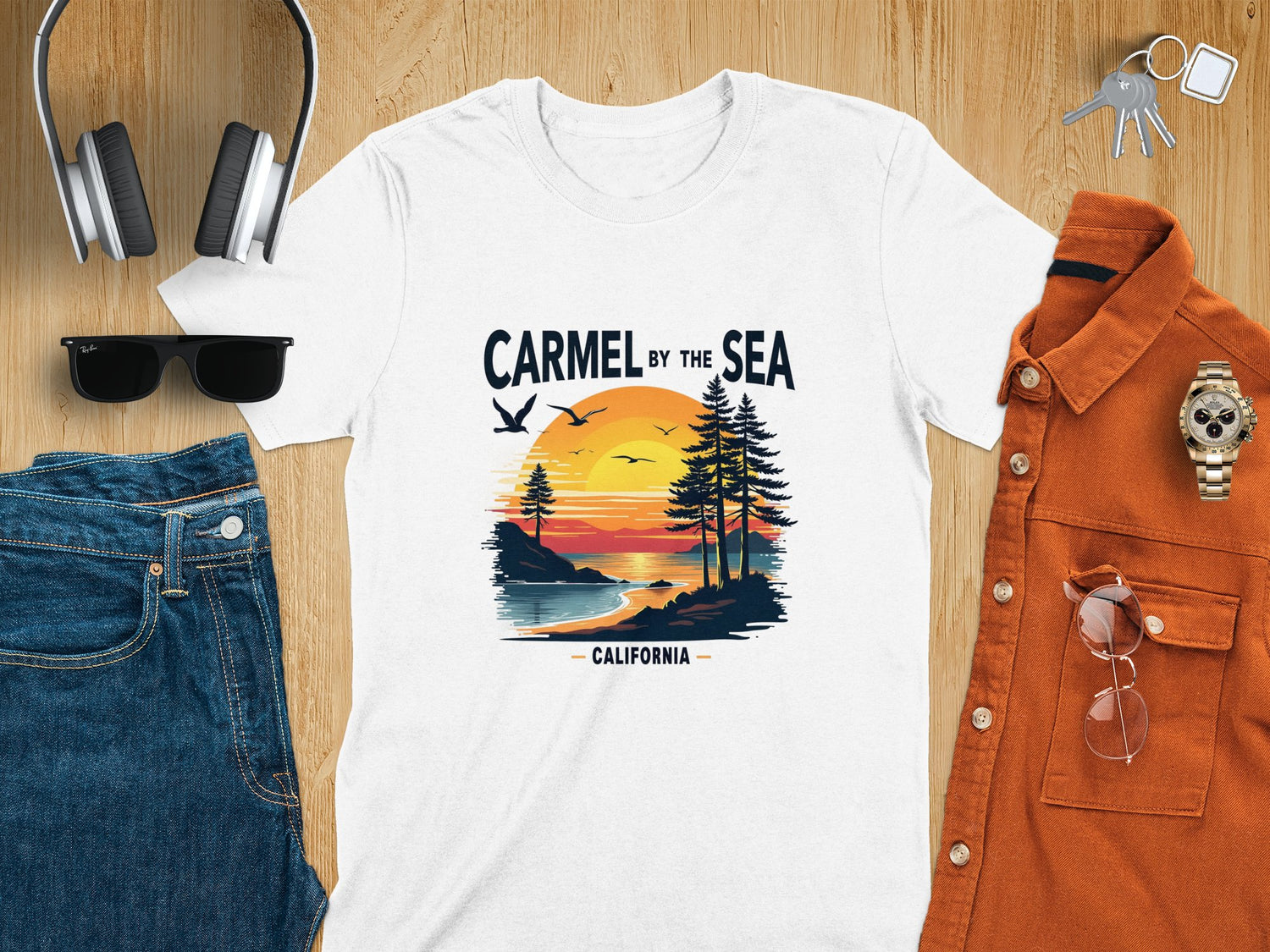 Carmel by the Sea California Sunset Summer T-Shirt