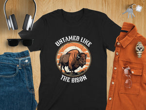 Retro Bison Artwork Sunset Distressed Style T-Shirts