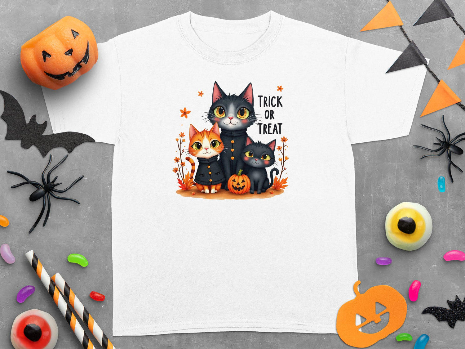 Adorable Halloween Cats Kids Trick or Treat T-Shirts